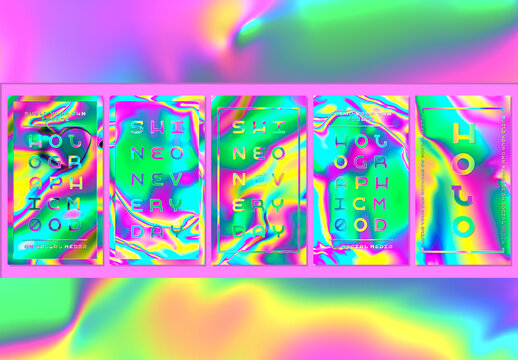 Abstract Holographic Gradient for Social Media Covers Layout