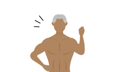 Fototapeta premium 小さくガッツポーズをとるボディビルダーのシニア男性