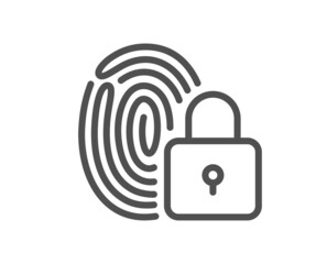 Lock line icon. Fingerprint access sign. Security padlock symbol. Quality design element. Line style lock icon. Editable stroke. Vector