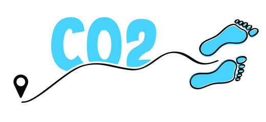 Carbon CO2 foot symbol ecological footprint. Human eco bare footprints. Kids feet and foot steps. Vector baby footsteps icon or pictogram. Cartoon, comic footstep