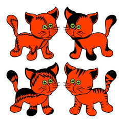 Set of four funny cats