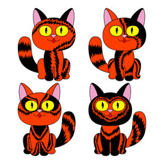 Four amusing cartoon cats