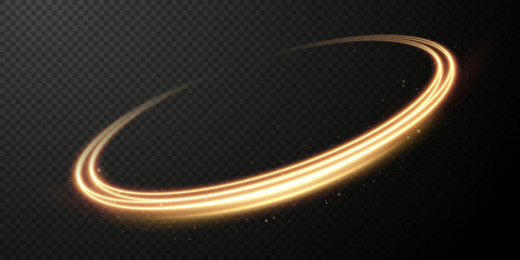 Light golden Twirl. Curve light effect of golden line. Luminous golden circle. Light gold pedistal, podium, platform, table. Vector PNG. Vector illustration   © Sergey