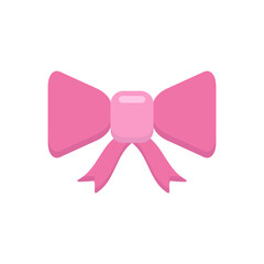 Vector pink bow on an isolated background. festive cute flat bow on gift wrapping. a symbol of a holiday and a gift