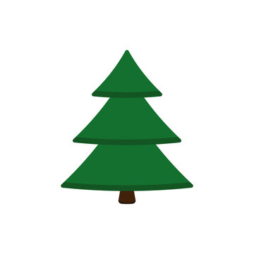 Vector green spruce in a flat style on a white isolated background. image of a Christmas tree. one tree