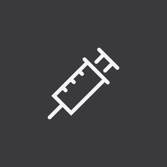 Syringe linear icon. Vaccine symbol.