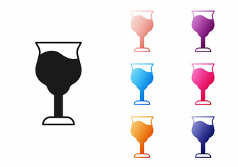 Black Wine glass icon isolated on white background. Wineglass sign. Set icons colorful. Vector
