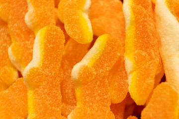 Colorful sweet jelly and candies with sugar. Macro.