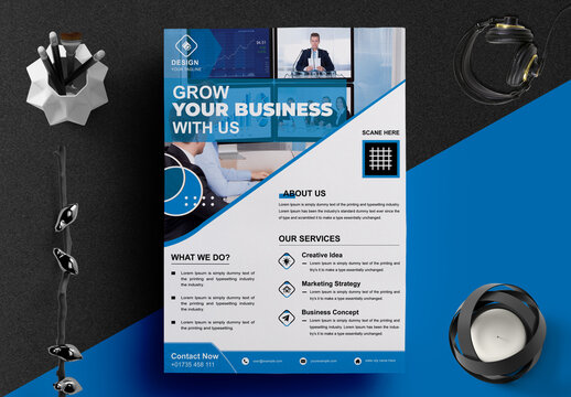 Corporate Business Flyer Layout with Green Accents