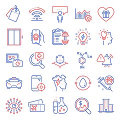 Business icons set. Included icon as University campus, Dumbbell, Inspiration signs. Lift, Augmented reality, Sale tags symbols. Taxi, Consulting business, Wifi. Cold-pressed oil, Idea. Vector