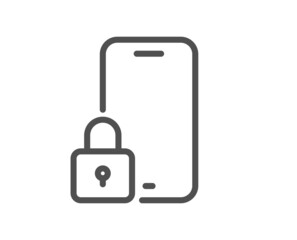 Lock line icon. Phone padlock sign. Security access symbol. Quality design element. Line style lock icon. Editable stroke. Vector