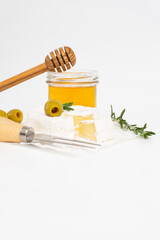 Round brie or camambert cheese on a white background