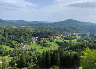 View of the settlement Lokve and the forest area of Gorski kotar - Croatia (Pogled na naselje Lokve i šumsko područje Gorskog kotara - Hrvatska)