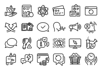 Vector set of Organic product, Journey path and Approved message line icons set. Calendar report, Money wallet and Credit card tag. Vector