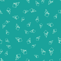 Green Book about women icon isolated seamless pattern on green background. 8 March. International Happy Women Day. Vector
