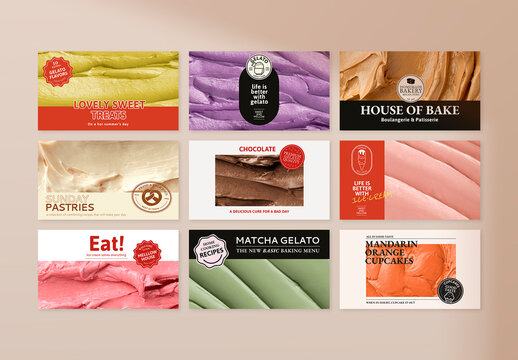 Blog Banner Template Set with Cake Frosting Texture