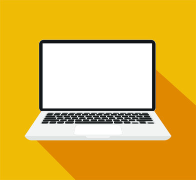 Vector laptop on yellow background