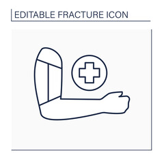 Nonsurgical treatment line icon. Fracture dressing. Special equipment to protect humeral and therapy fracture.Healthcare concept. Isolated vector illustration. Editable stroke