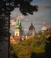 Fototapeta na wymiar View on the Hungarian Parliament with temple towers
