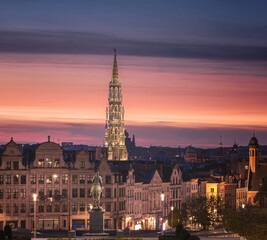 Wonderful sunset over Brussels, Belgium