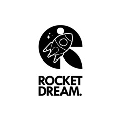 Rocket dream logo design template vector