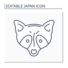Tanuki line icon. Japanese raccoon dog. Werewolf raccoon. Traditional folklore character.Japanese culture concept. Isolated vector illustration.Editable stroke