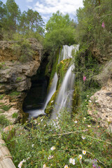 Fototapeta na wymiar Calomarde waterfall in the Sierra de Albarracin in Spain