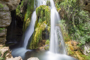 Calomarde waterfall in the Sierra de Albarracin in Spain