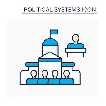 Parliament Color Icon. Legislative Body Of Government. Elected Politicians Make Laws For Country.Political System Concept.Isolated Vector Illustration