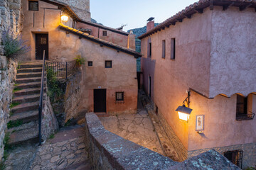 Albarracin Teruel Aragon Spain on July 2021: the village is surrounded by stony hills and the town was declared a Monumento Nacional in 1961.