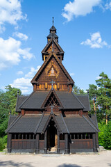 Fototapeta na wymiar Norwegian Stave Church, Bygdøy, Oslo. At Norsk Folkemuseum
