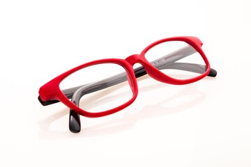 Eyeglasses And Its Reflection Against Light Background