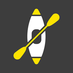 Kayak with paddle vector icon. Camping sign
