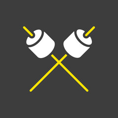 Marshmallow on wooden stick vector icon