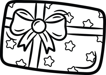 Christmas gift drawing sketch for coloring