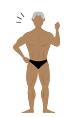 Fototapeta premium 小さくガッツポーズをとるボディビルダーのシニア男性