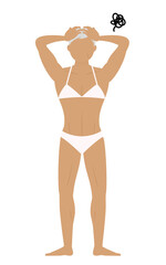 頭を抱えて悩むボディビルダーのシニア女性