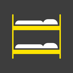 Bunk bed flat vector icon on dark background