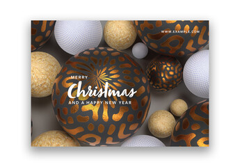 Christmas Card Layout with Festive Textured Balls