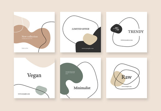 Social Media Layouts with Earth Tones Color Shapes