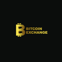 Vector golden bitcoin exchange logo, bitcoin logo template.