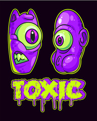 vector two cute one eyed cartoon characters