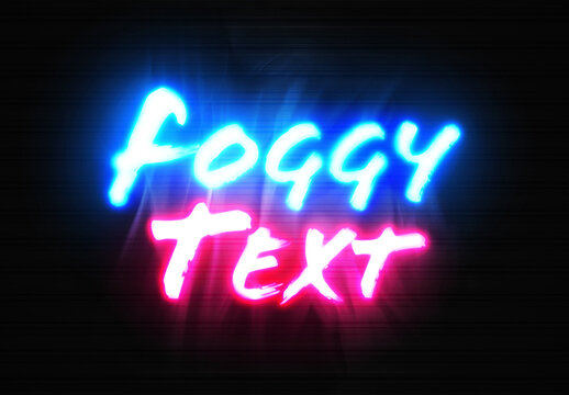 Neon Sign Text Mockup with Glowing Foggy Effect