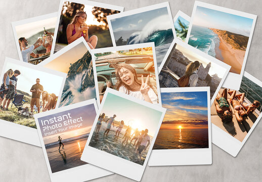 Instant Photo Effect Collage Mockup