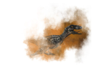 Velociraptor  ,dinosaur on smoke background