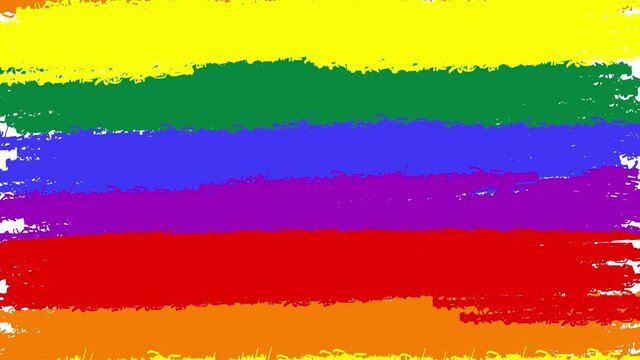 Looped animation with rainbow colors of the lgbt flag. Sexual minorities symbol on white background with alpha channel. Stock video of gender equality. Abstract bright colorful background.