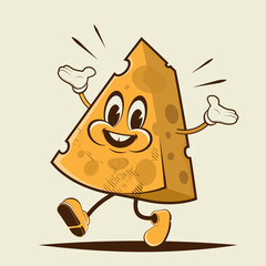 funny cheese retro cartoon illustration - 461351931