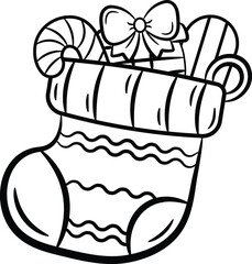 Christmas sock drawing sketch for coloring