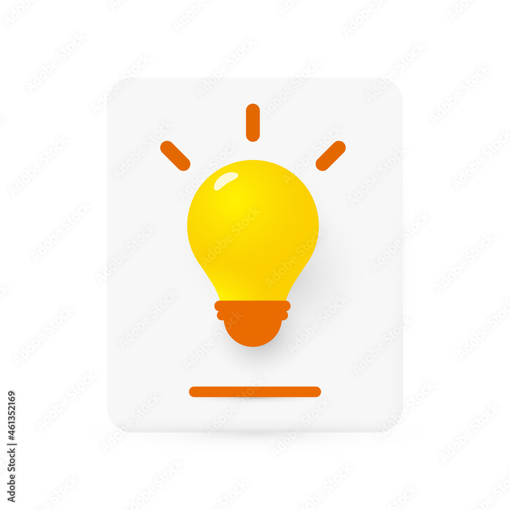 Poster lamp 3d icon for notebook idea, good idea, online support, interesting fact, innovative thought, lig