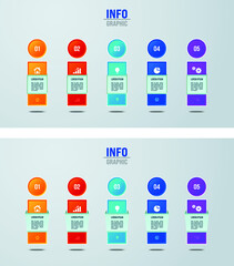 5 steps i design infographic set of 2